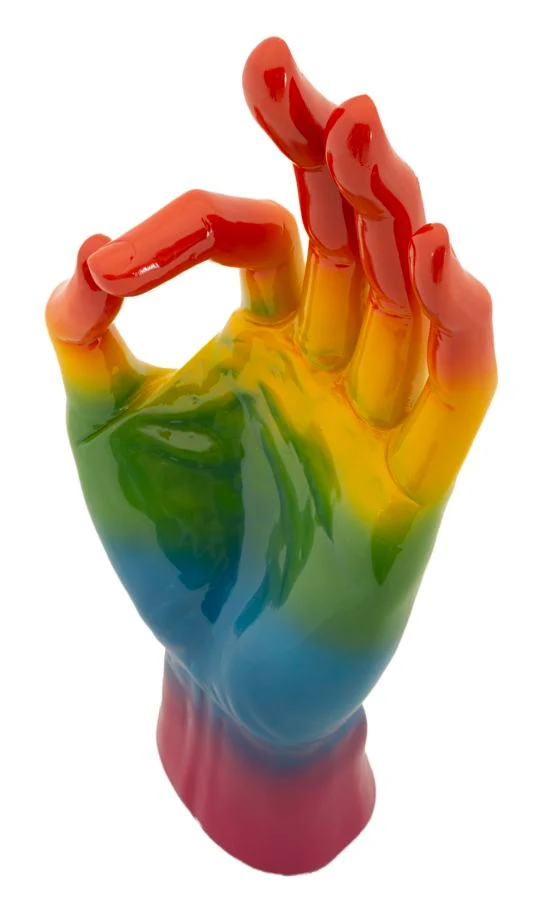 Mano decorativa arcobaleno in resina 16x10,5x36 cm - MANO RAINBOW