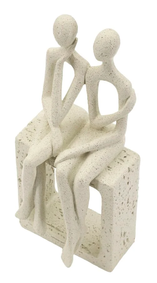 Statuetta decorativa coppia in pietra 11,5x9x25 cm - STONS