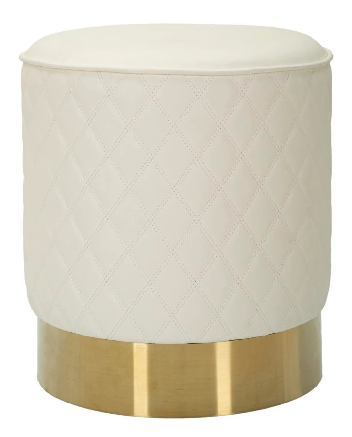 Pouf rotondo imbottito in tessuto diametro 36 cm altezza 39 cm - SHARON
