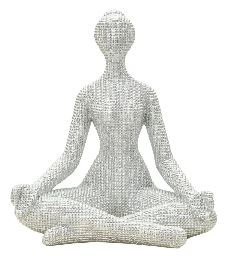 Statuetta decorativa donna yoga in argento 20x15x23 cm - DONNINA YOGA
