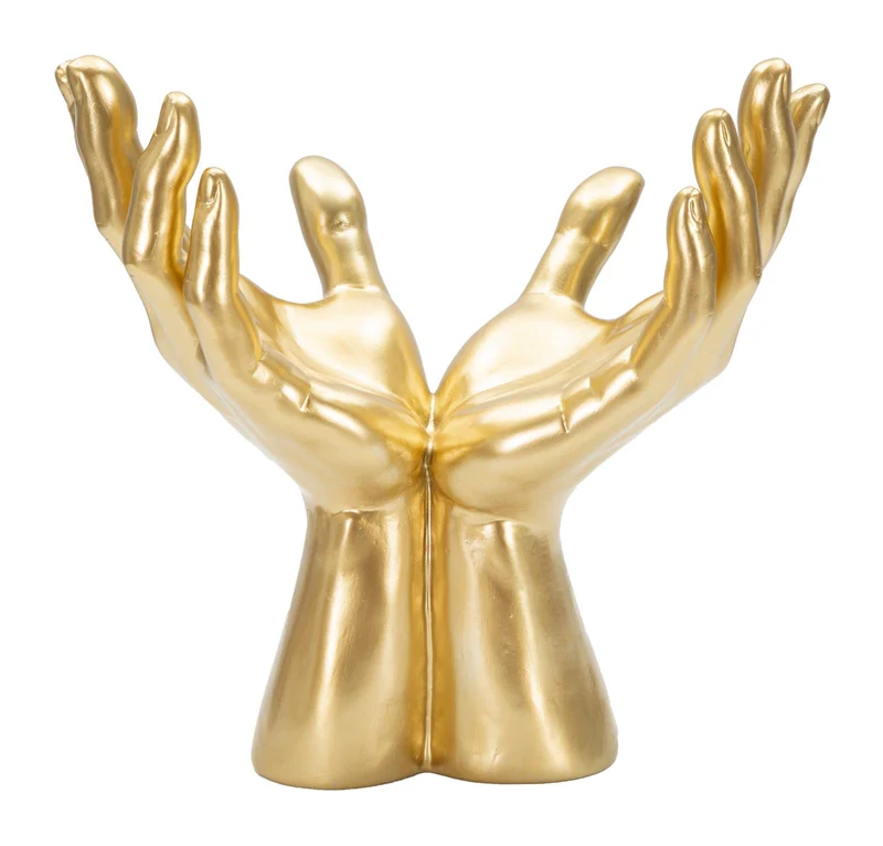 Statua decorativa mani giunte in resina dorata 25x15x24 cm - PACIS