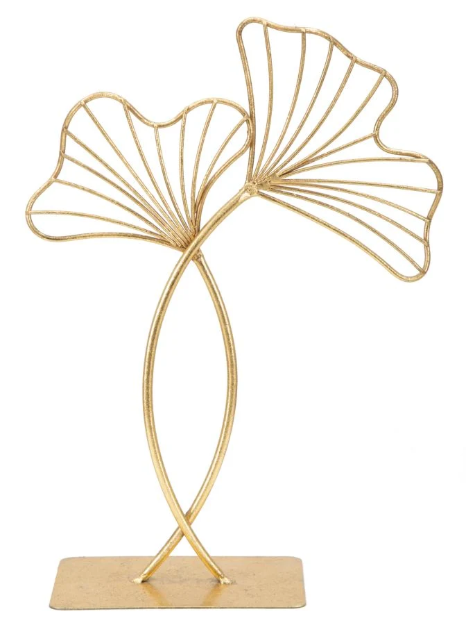 Scultura decorativa foglie in metallo dorato 25x8,5x35 cm - FARFLIA