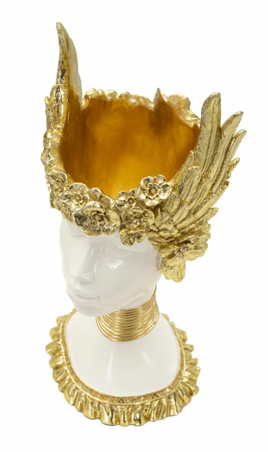 Scultura Busto di Donna con Ali Dorate Stile Classico 38 cm - ATHENA