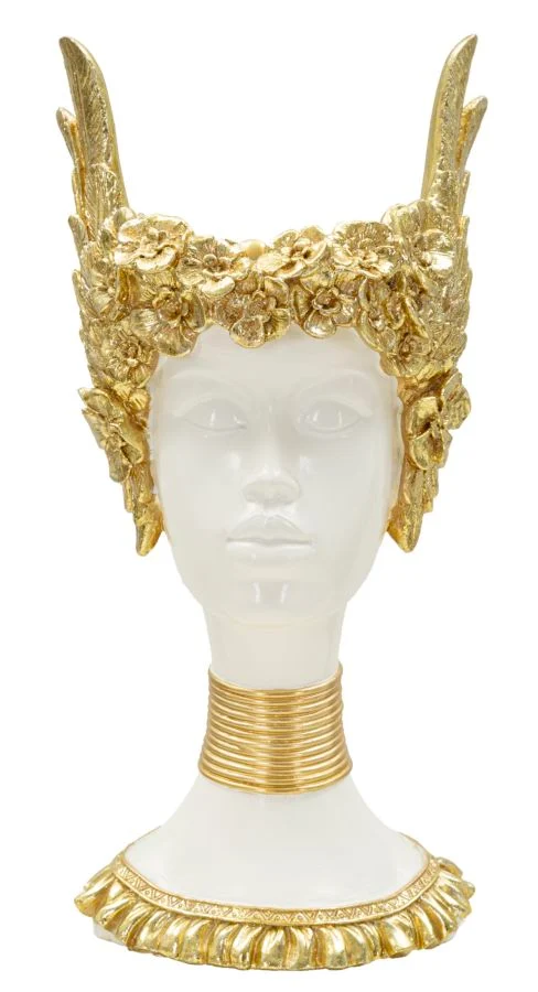 Scultura Busto Donna con Ali Dorate Stile Classico 32 cm - ATHENA