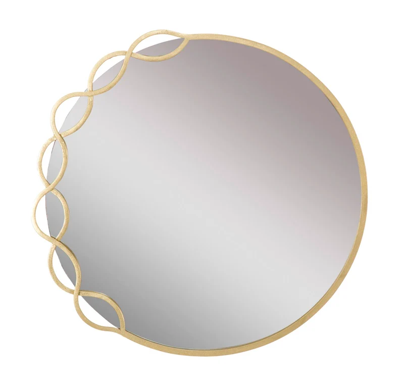 Specchio rotondo da parete in metallo dorato stile glamour - ELEONOR