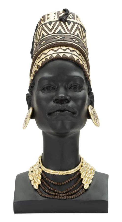 Statua Testa di Donna con Turbante e Gioielli Etnici - TURBAL