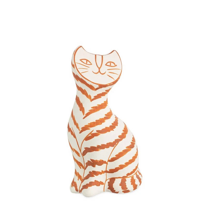 Statuetta Decorativa Gatto in Ceramica a Strisce Arancio 22 cm - GATTO