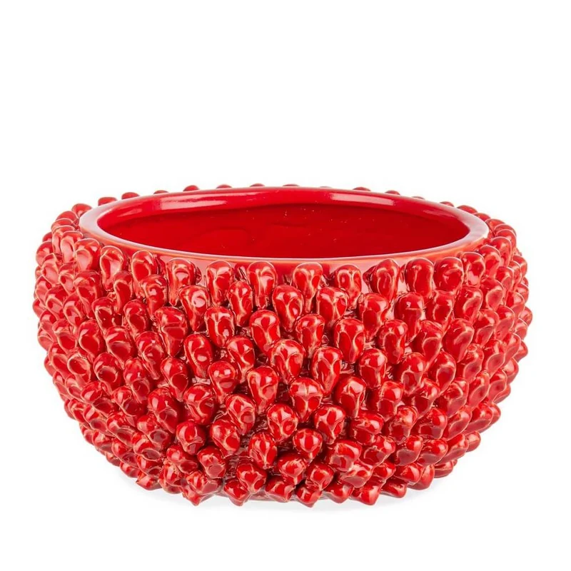 Ciotola Decorativa in Ceramica Rossa con Texture a Pigna - PIGNA