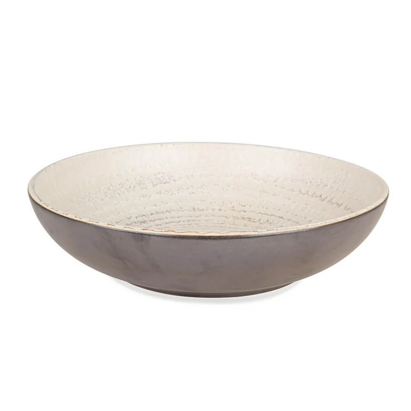 Ciotola in Gres Artigianale Smaltata Bianco e Bronzo 28 cm - BRAGA