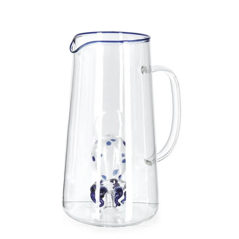 Caraffa in vetro trasparente con medusa blu decorativa - OCEANYA