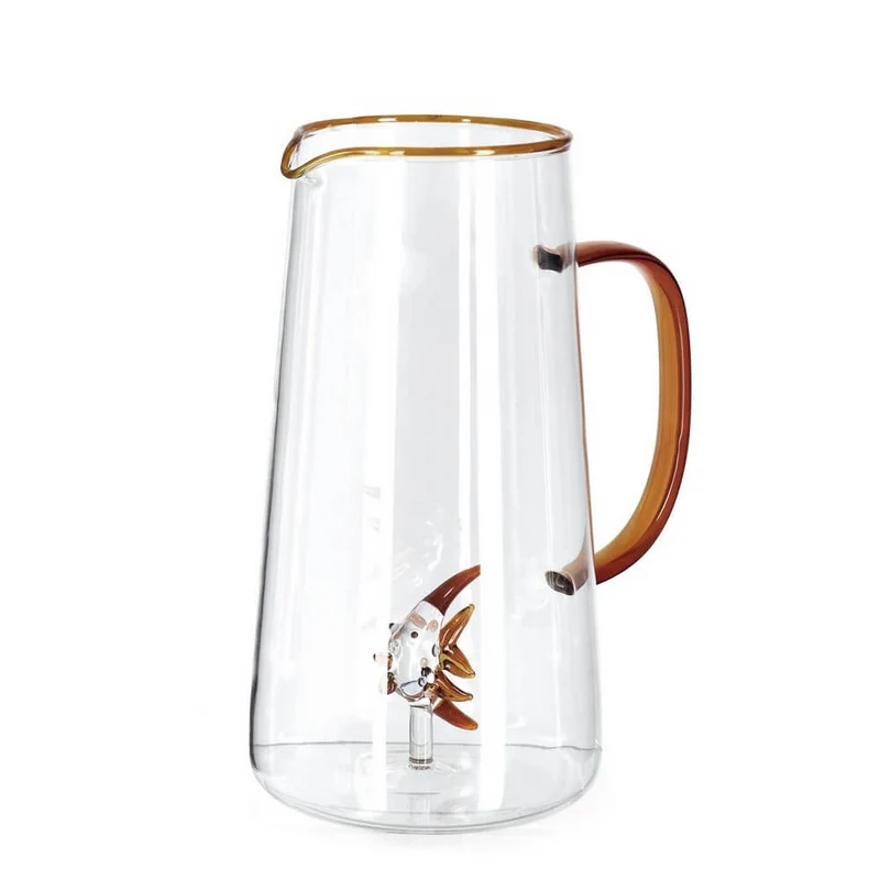 Caraffa in Vetro con Decorazione Pesce Ambra Soffiato - FARALYN