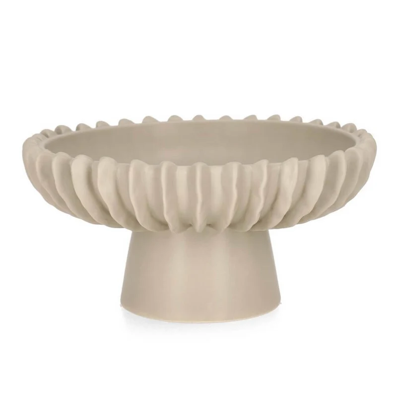Alzata decorativa in ceramica con base a colonna e bordo ondulato - ELDAR