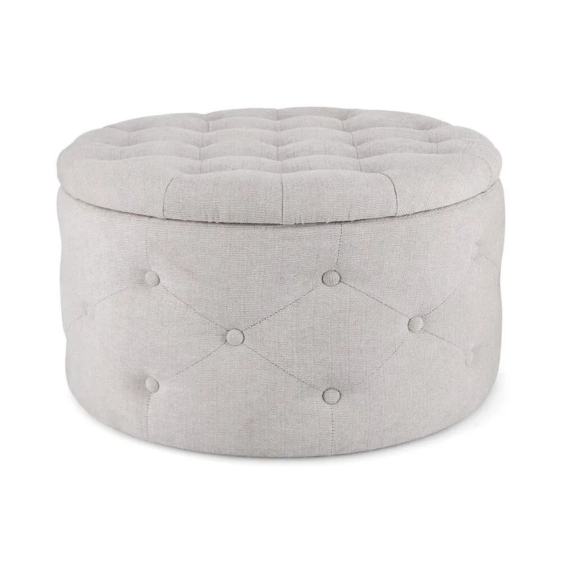 Pouf Rotondo Contenitore Porta Scarpe Trapuntato in Tessuto - LEE