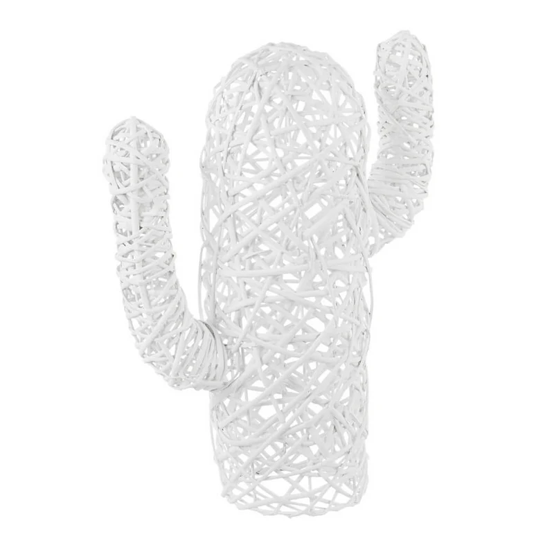 Set di 4 Cactus Decorativi in Vimini Bianco Altezza 55 cm - MIRDOR