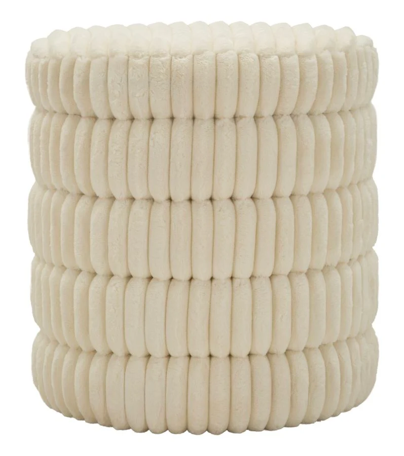 Pouf rotondo con fasce sovrapposte design contemporaneo 41x46 cm - GOTEBORG