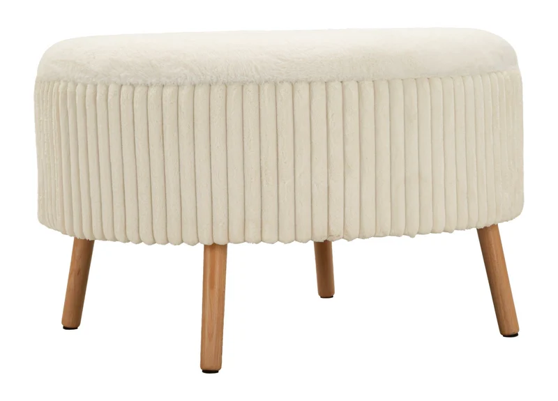 Pouf Rotondo Grande Plissettato Stile Scandinavo 83x56 cm - GOTEBORG