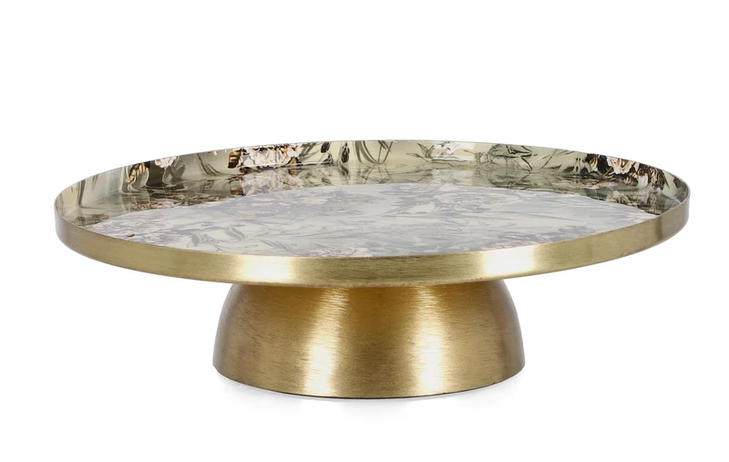 Set di 4 Alzate Decorative in Metallo con Decoro Floreale - VISALIA