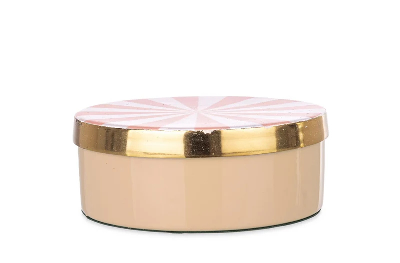 Set di 4 Scatole Decorative in Metallo con Coperchio a Motivi Geometrici - DONYA
