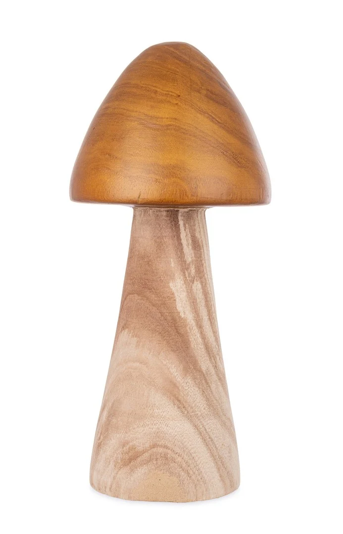 Set di 4 Funghi Decorativi in Legno di Paulonia Alti 39 cm - DERIK