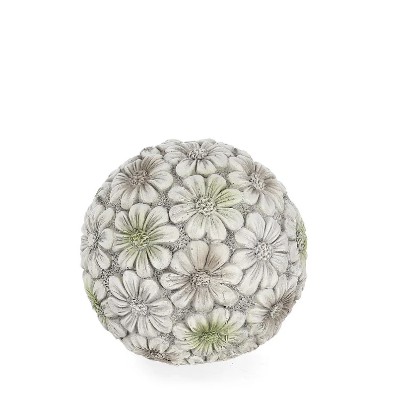 Set di 4 Sfere Decorative in Poliresina con Fiori per Interno ed Esterno - BLOSSY