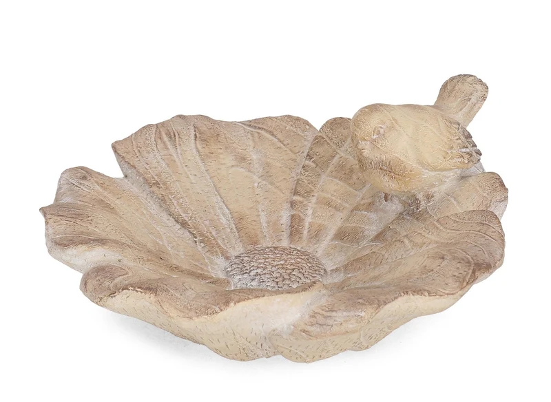 Set di 3 Piatti Decorativi in Magnesia a Forma di Fiore con Uccellino - BLOSSY