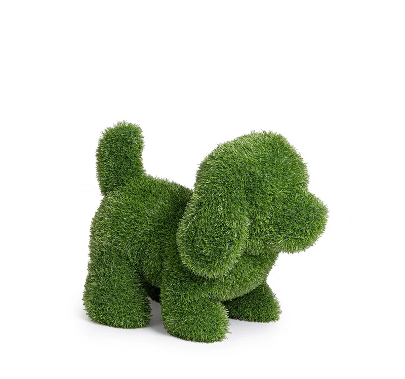 Set di 2 Sculture Decorative Cane in Erba Sintetica 50x46h - ERBA