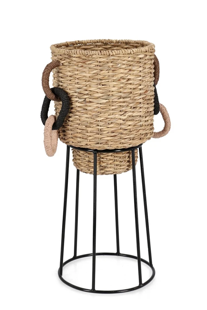 Set di 2 Porta Fiore Alto in Giacinto d'Acqua con Base in Metallo - TANISHA