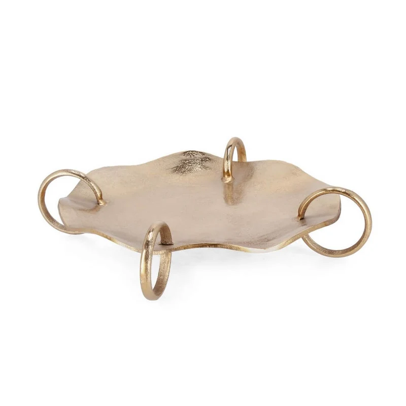 Vassoio Decorativo Rotondo in Alluminio Finitura Oro 46 cm - SAGAR