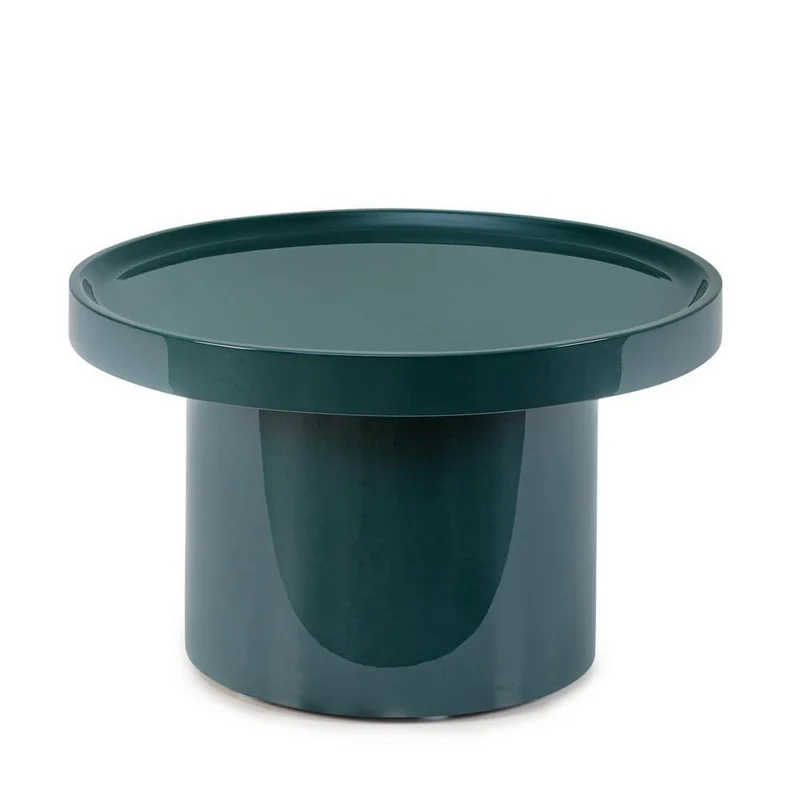 Tavolino rotondo in MDF laccato lucido con base cilindrica - OTILIA
