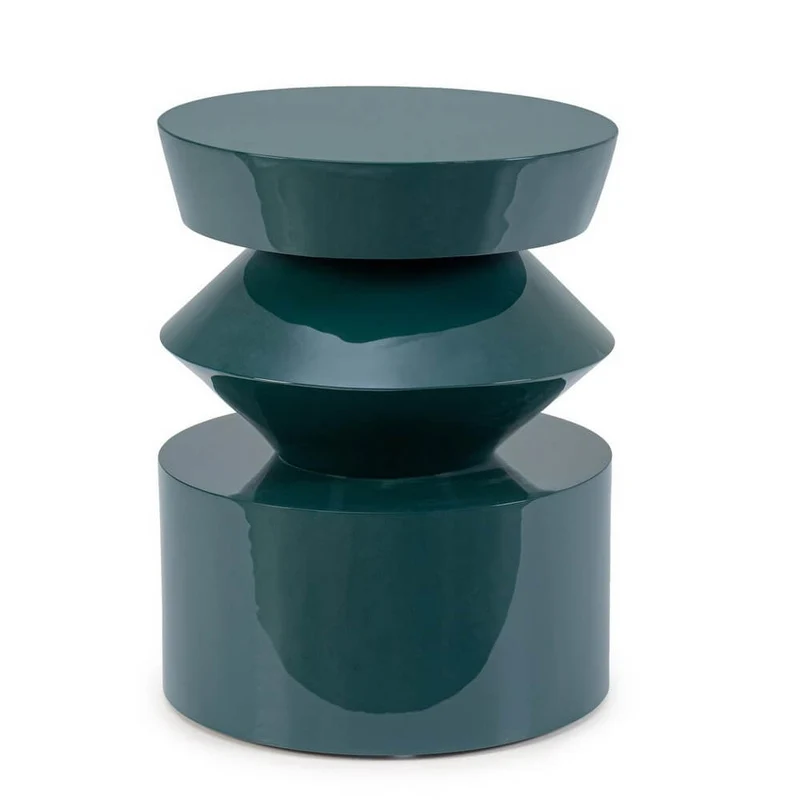 Tavolino rotondo in MDF laccato lucido design scultoreo - OTILIA
