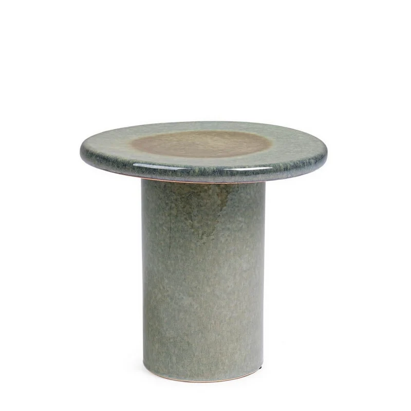 Tavolino rotondo in ceramica smaltata artigianale blu - BARAKI