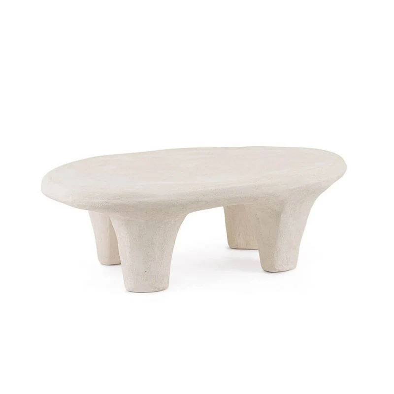Tavolino da Salotto Ovale in Poliresina Sabbiata 102x62 cm - ALBIN