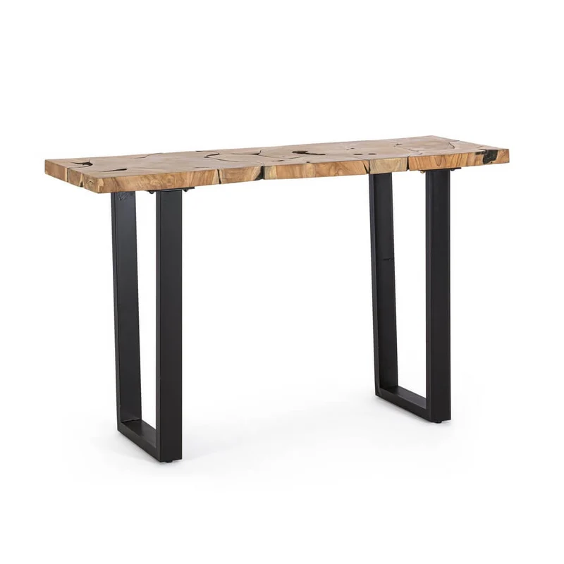 Consolle in Radica di Teak e Acciaio Verniciato 120x40 cm - MIRANDA