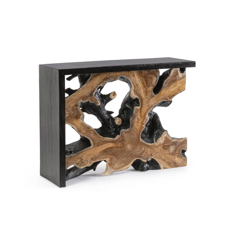 Consolle in Radici di Teak e Legno Suar Artigianale 100x35 - MIA