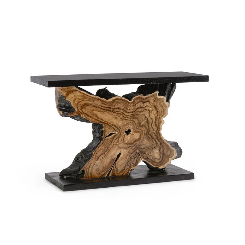 Consolle in Radica di Teak e Legno Suar Naturale 120x40 - MIA