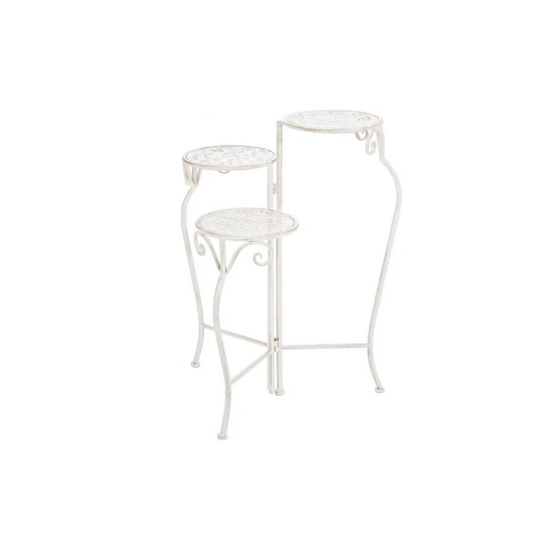 Set di 2 Porta Fiori in Ferro Bianco Shabby 3 Piani Pieghevole - IRENE