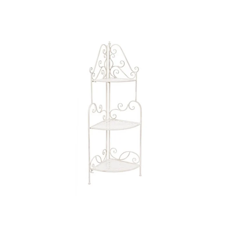 Angoliera in Ferro Battuto Bianco Pieghevole 3 Piani Shabby - IRENE