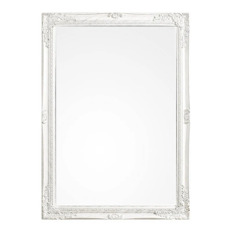 Specchio da Parete con Cornice Barocca in Legno Bianco 72x102 - HALL