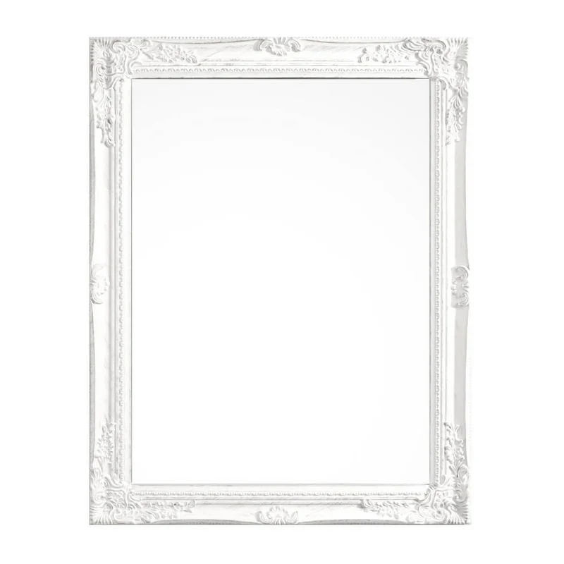 Specchio da Parete con Cornice Barocca in Legno Bianco - HALL