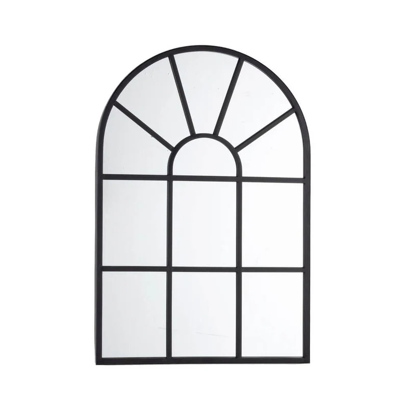 Specchio da Parete con Cornice in Acciaio Nero Effetto Finestra - GREEN