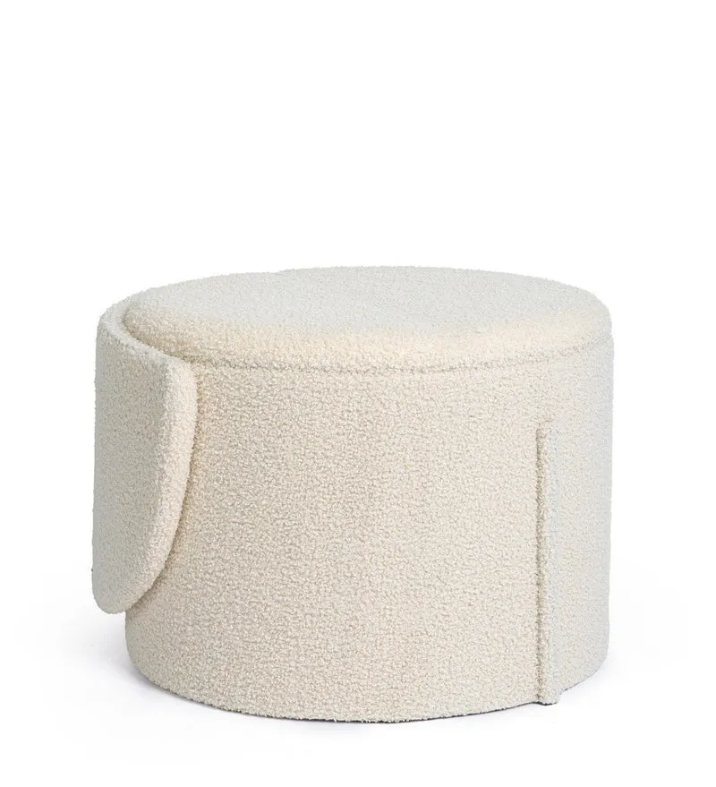 Pouf Rotondo Trasformabile in Poltroncina in Tessuto Bouclé - ANTHEA