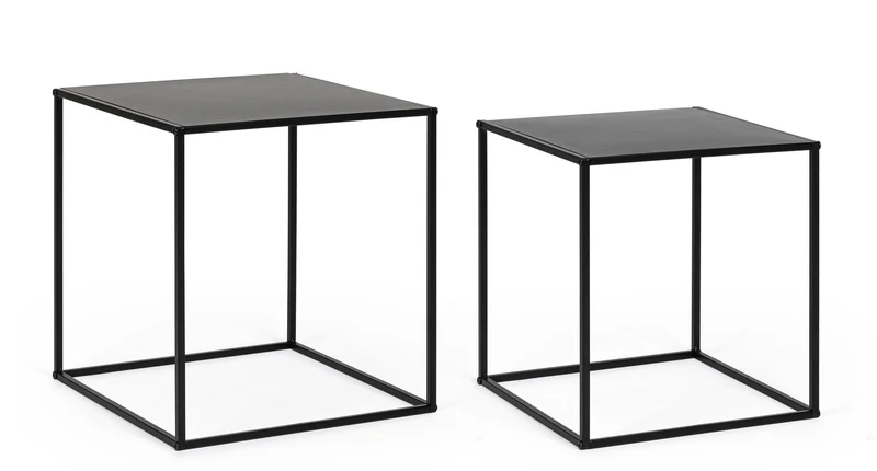 Set di 4 Tavolini Quadrati in Acciaio Verniciato Stile Industrial - ALRIK
