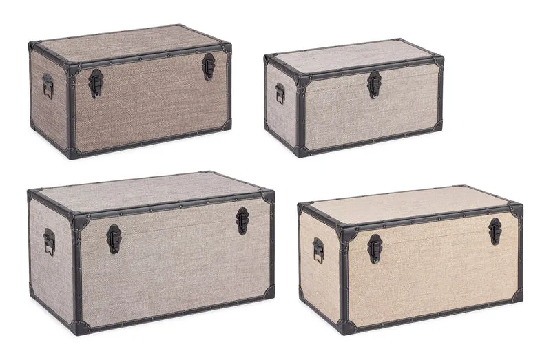 Set da 4 Bauli in MDF e Similpelle con Chiusure in Metallo - BAULE