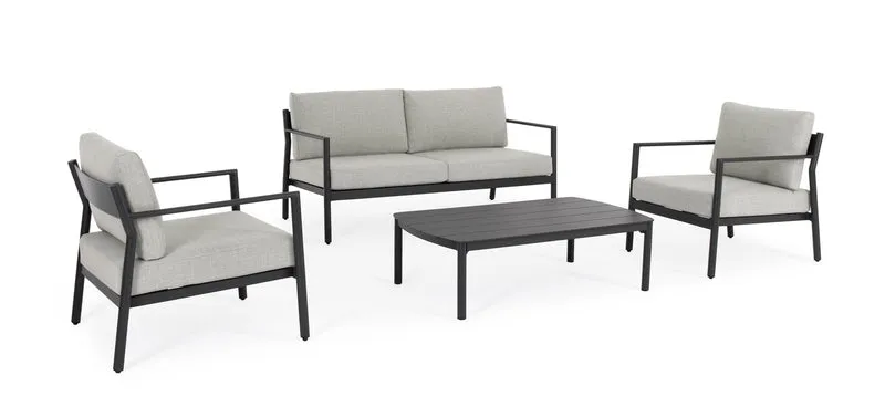 Set da 4 Pezzi Salotto da Giardino in Alluminio con Cuscini Antracite - SIRIUS