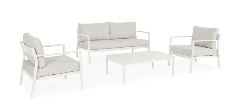 Set da 4 Pezzi Salotto da Giardino in Alluminio con Cuscini Vapor - SIRIUS