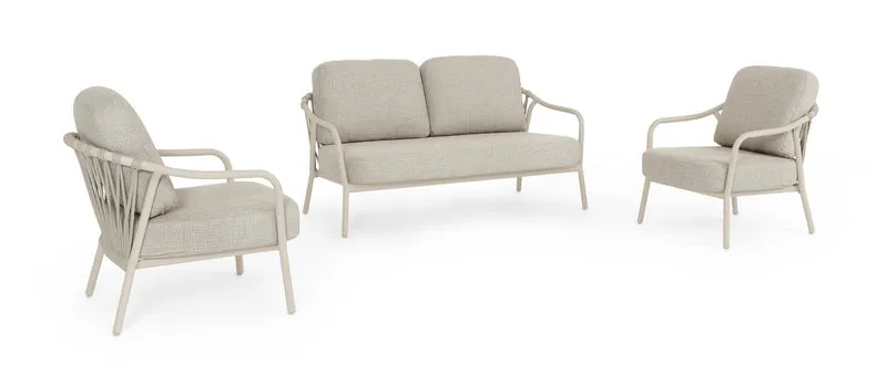 Set da 3 Posti Salotto da Esterno in Alluminio con Cuscini - EDVIGE