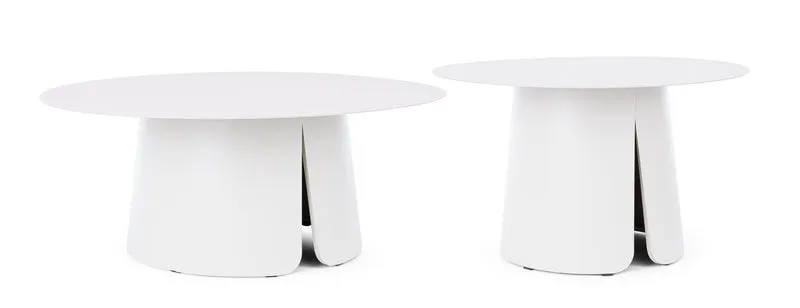 Set di 2 Tavolini Rotondi in Alluminio Verniciato Bianco - BRYAN