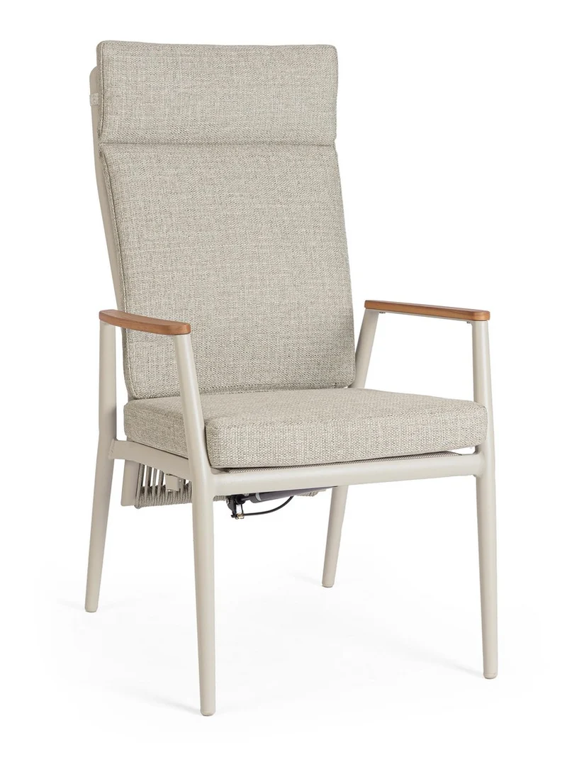 Set di 2 Poltrone Reclinabili con Cuscini in Alluminio e Teak - FLOBERT