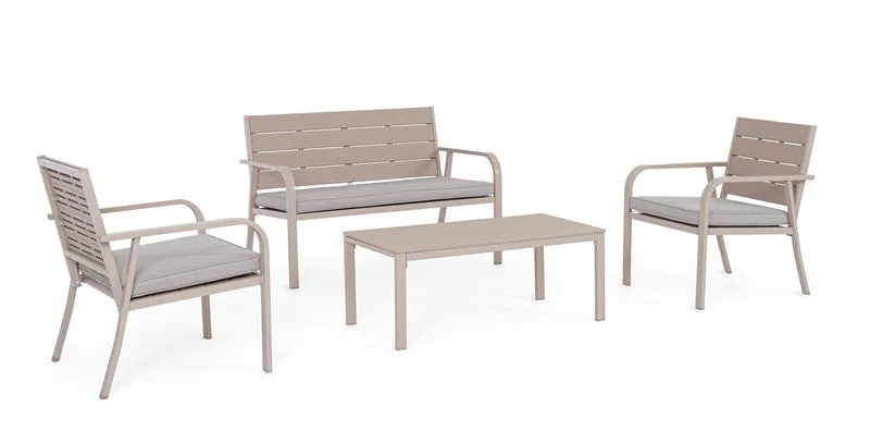 Set da 4 Pezzi Salotto da Giardino in Acciaio con Cuscini - SARITA