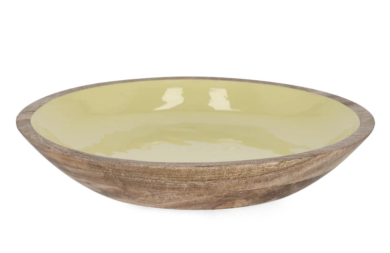 Set di 2 Ciotole Basse in Legno di Mango con Smalto Interno - THARA